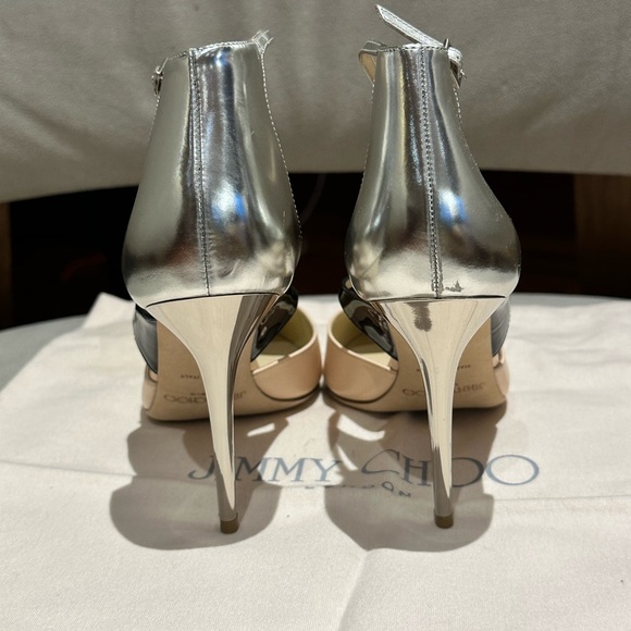 New Authentic Jimmy Choo Pink/Nude pointy Heel with silver back - Picture 4 of 8